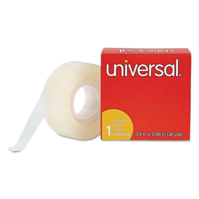 Universal Office Products Invisible Tape, 3/4" x 1296", 1" Core, Clear, 12/Pack UNV83436 - Image 2